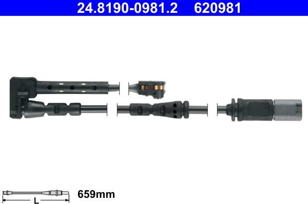 ATE 24.8190-0981.2 - Warning Contact, brake pad wear autospares.lv