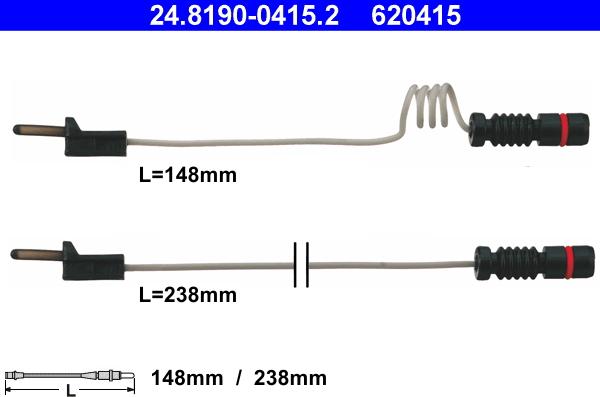 ATE 24.8190-0415.2 - Warning Contact, brake pad wear autospares.lv