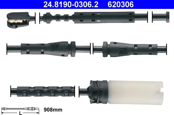 ATE 24.8190-0306.2 - Warning Contact, brake pad wear autospares.lv