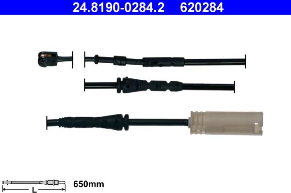 ATE 24.8190-0284.2 - Warning Contact, brake pad wear autospares.lv