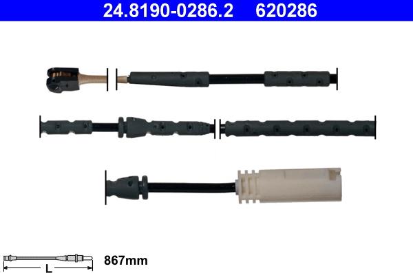 ATE 24.8190-0286.2 - Warning Contact, brake pad wear autospares.lv