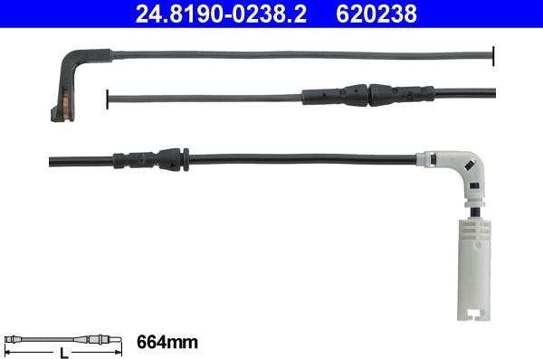 ATE 24.8190-0238.2 - Warning Contact, brake pad wear autospares.lv