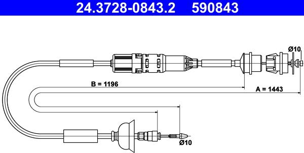 ATE 24.3728-0843.2 - Clutch Cable autospares.lv