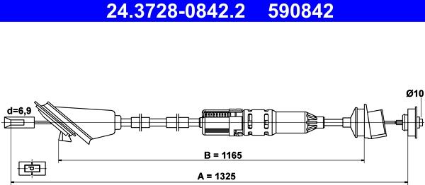ATE 24.3728-0842.2 - Clutch Cable autospares.lv
