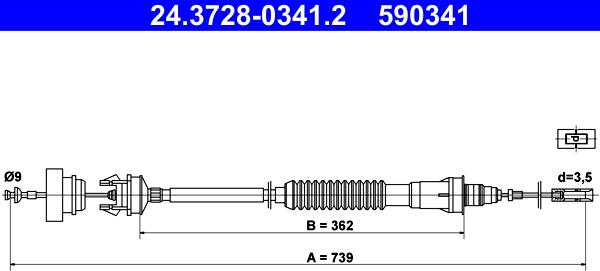 ATE 24.3728-0341.2 - Clutch Cable autospares.lv