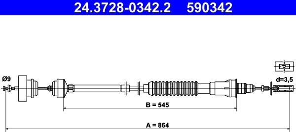 ATE 24.3728-0342.2 - Clutch Cable autospares.lv