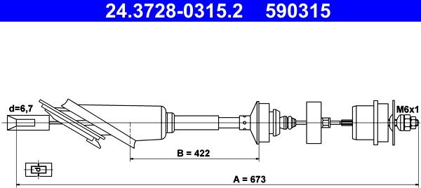 ATE 24.3728-0315.2 - Clutch Cable autospares.lv