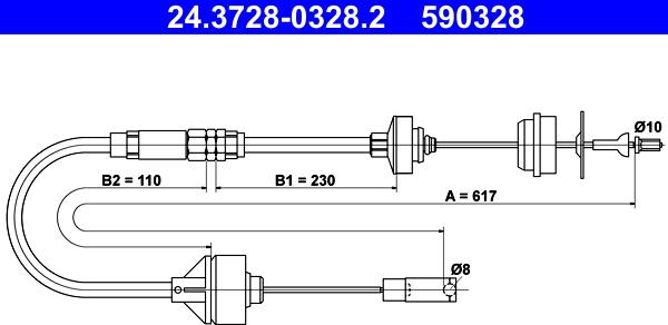 ATE 24.3728-0328.2 - Clutch Cable autospares.lv