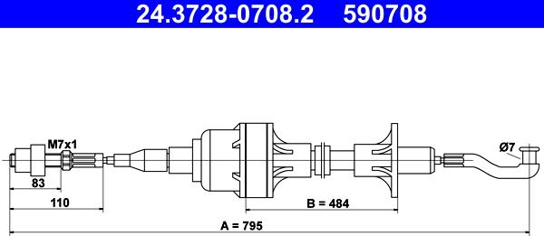 ATE 24.3728-0708.2 - Clutch Cable autospares.lv