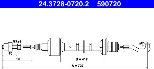 ATE 24.3728-0720.2 - Clutch Cable autospares.lv