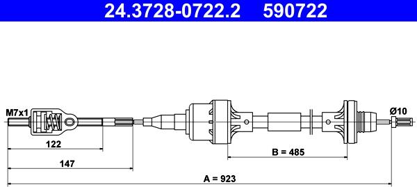 ATE 24.3728-0722.2 - Clutch Cable autospares.lv