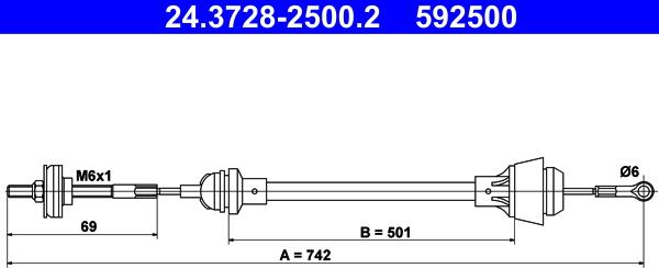 ATE 24.3728-2500.2 - Clutch Cable autospares.lv