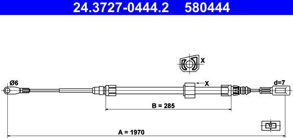 ATE 24.3727-0444.2 - Cable, parking brake autospares.lv