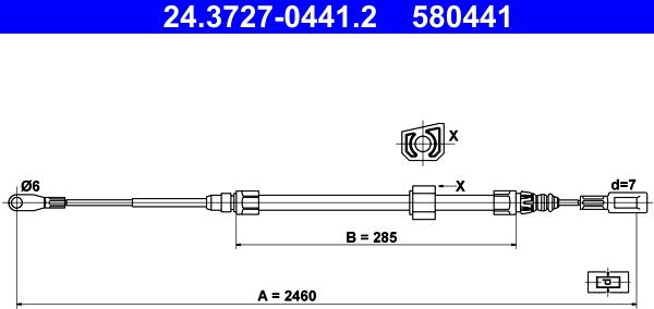 ATE 24.3727-0441.2 - Cable, parking brake autospares.lv