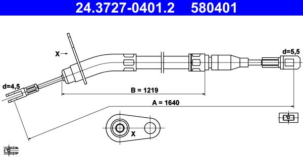 ATE 24.3727-0401.2 - Cable, parking brake autospares.lv
