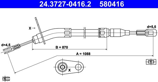 ATE 24.3727-0416.2 - Cable, parking brake autospares.lv