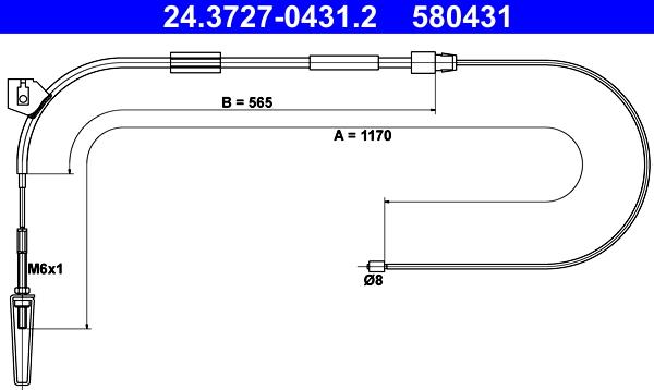 ATE 24.3727-0431.2 - Cable, parking brake autospares.lv