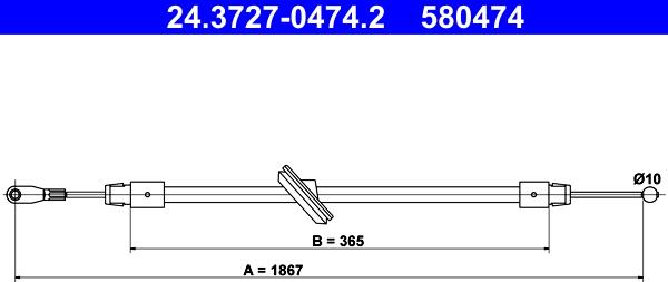 ATE 24.3727-0474.2 - Cable, parking brake autospares.lv