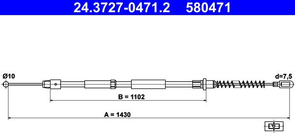 ATE 24.3727-0471.2 - Cable, parking brake autospares.lv