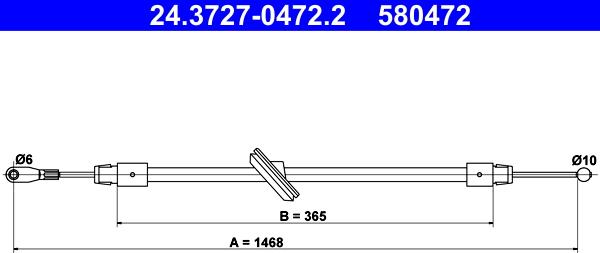 ATE 24.3727-0472.2 - Cable, parking brake autospares.lv