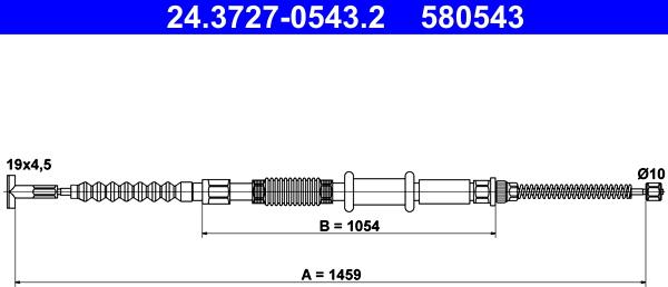 ATE 24.3727-0543.2 - Cable, parking brake autospares.lv