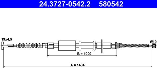 ATE 24.3727-0542.2 - Cable, parking brake autospares.lv