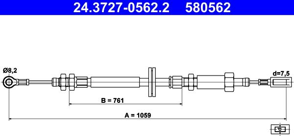 ATE 24.3727-0562.2 - Cable, parking brake autospares.lv