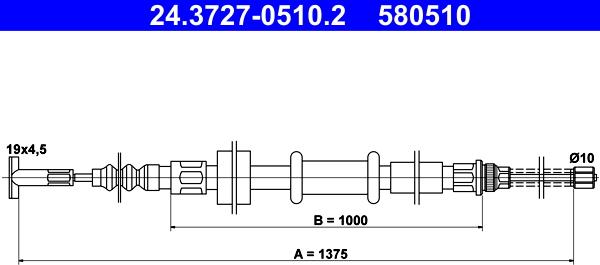 ATE 24.3727-0510.2 - Cable, parking brake autospares.lv