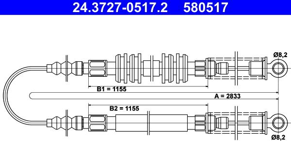 ATE 24.3727-0517.2 - Cable, parking brake autospares.lv