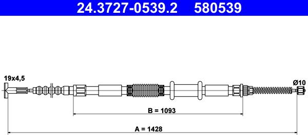 ATE 24.3727-0539.2 - Cable, parking brake autospares.lv
