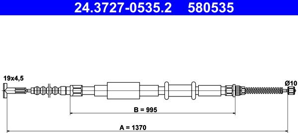 ATE 24.3727-0535.2 - Cable, parking brake autospares.lv