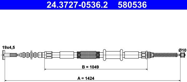 ATE 24.3727-0536.2 - Cable, parking brake autospares.lv