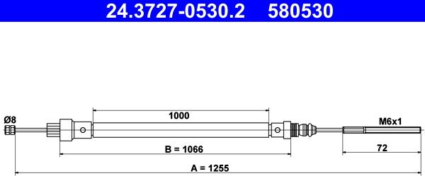 ATE 24.3727-0530.2 - Cable, parking brake autospares.lv