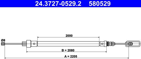 ATE 24.3727-0529.2 - Cable, parking brake autospares.lv