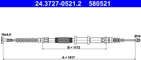 ATE 24.3727-0521.2 - Cable, parking brake autospares.lv