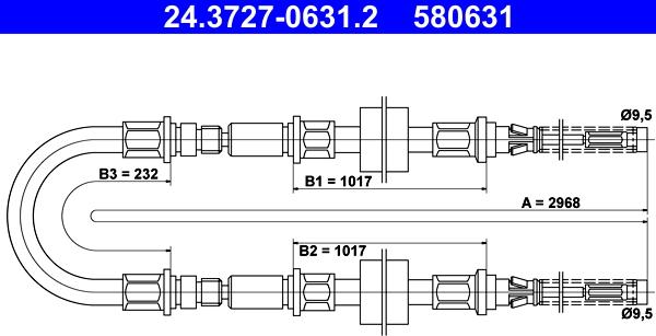 ATE 24.3727-0631.2 - Cable, parking brake autospares.lv