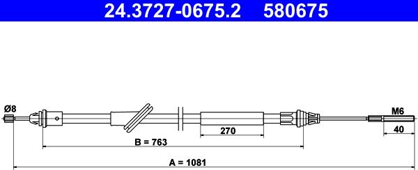 ATE 24.3727-0675.2 - Cable, parking brake autospares.lv