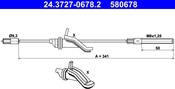 ATE 24.3727-0678.2 - Cable, parking brake autospares.lv