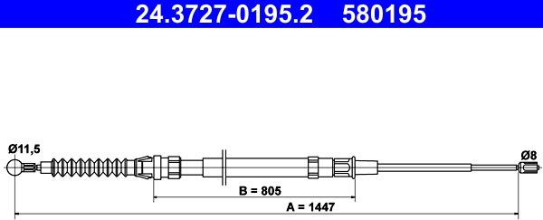 ATE 24.3727-0195.2 - Cable, parking brake autospares.lv