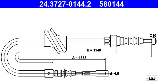 ATE 24.3727-0144.2 - Cable, parking brake autospares.lv