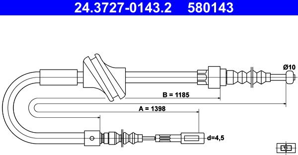 ATE 24.3727-0143.2 - Cable, parking brake autospares.lv