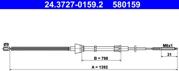 ATE 24.3727-0159.2 - Cable, parking brake autospares.lv