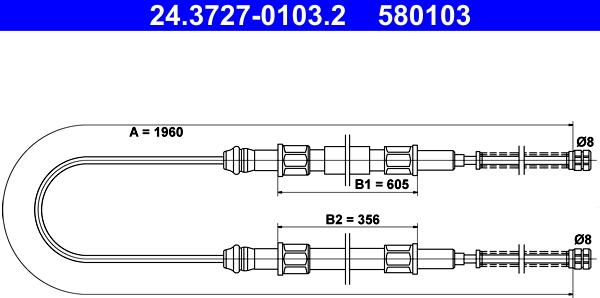 ATE 24.3727-0103.2 - Cable, parking brake autospares.lv