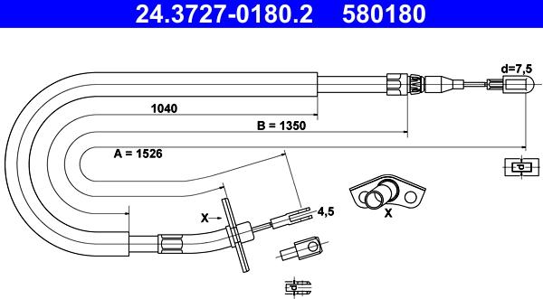 ATE 24.3727-0180.2 - Cable, parking brake autospares.lv
