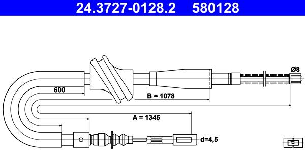 ATE 24.3727-0128.2 - Cable, parking brake autospares.lv