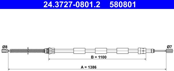 ATE 24.3727-0801.2 - Cable, parking brake autospares.lv