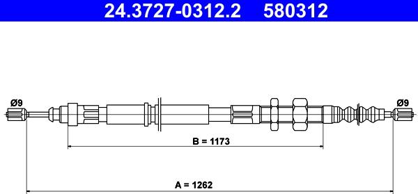 ATE 24.3727-0312.2 - Cable, parking brake autospares.lv
