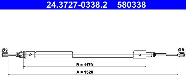 ATE 24.3727-0338.2 - Cable, parking brake autospares.lv