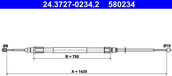 ATE 24.3727-0234.2 - Cable, parking brake autospares.lv
