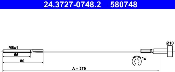 ATE 24.3727-0748.2 - Cable, parking brake autospares.lv